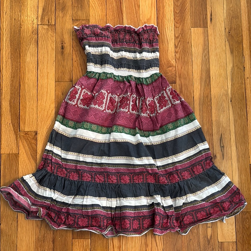 Moda international Burgundy and Green Striped Midi Skirt